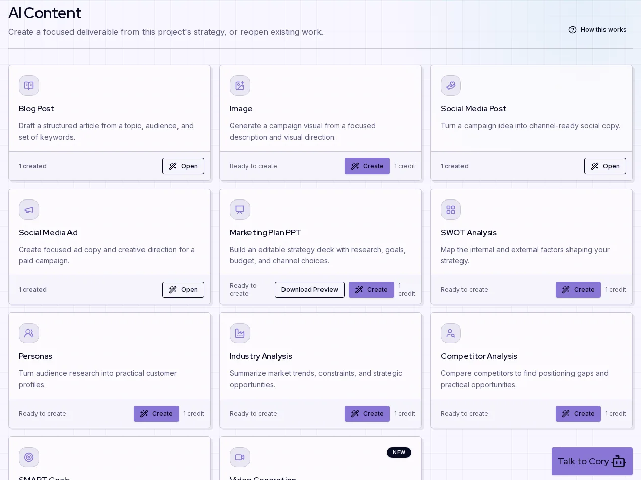 Prepare the client deliverables in AskCory